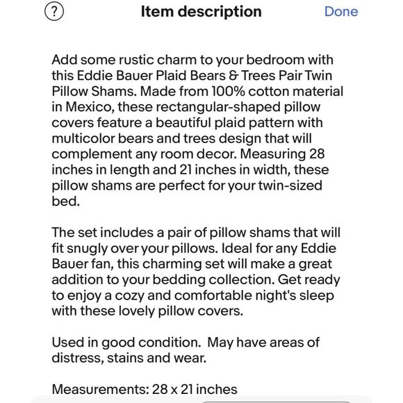 Eddie Bauer  Plaid Bears & Trees Pair Twin Pillow  Shams - Picture 10 of 10